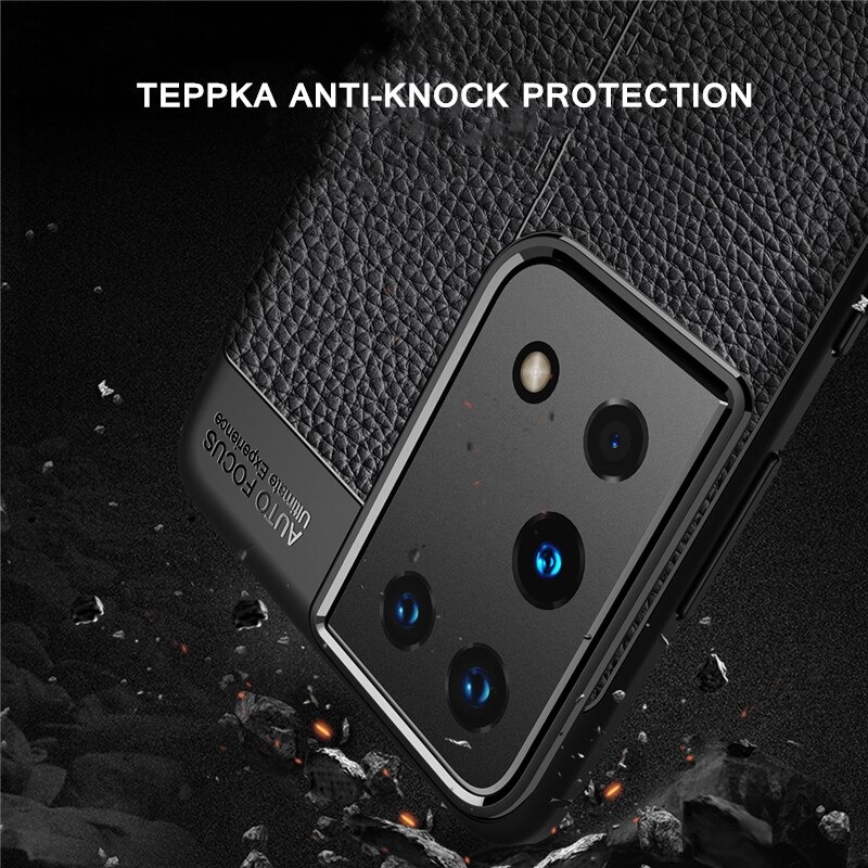 Case Samsung Galaxy S21 Ultra #เคสฝาหลัง TPU ผิวลิ้นจี่ช่วยป้องกันลายนิ้วมือและกันลื่นได้ดี
