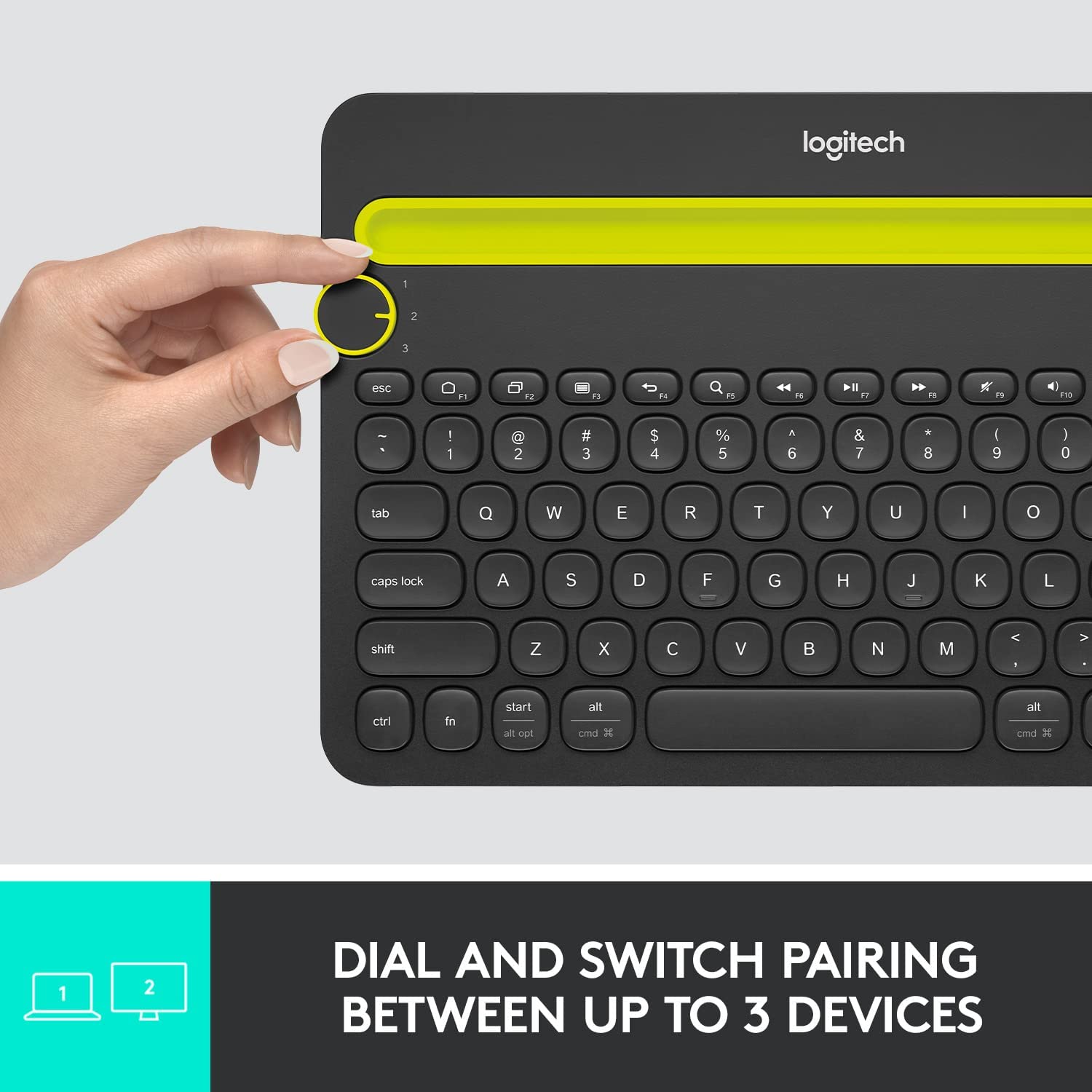 Logitech® Multi-Device K480 Bluetooth Keyboard, Black โลจิเทค คีย์บอร์ด บลูทูธ เชื่อมต่อได้หลายอุปกรณ์