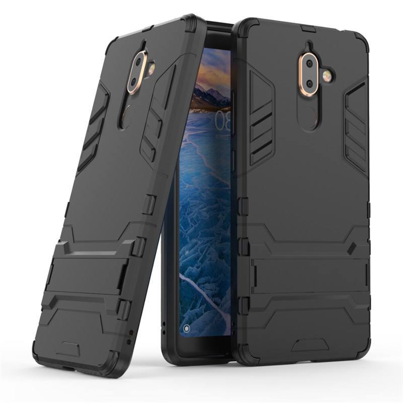 Case Nokia 7 plus #เคสฝาหลังพลาสติก ไฮบริด TPU + Kickstand สีสันสวยงาม