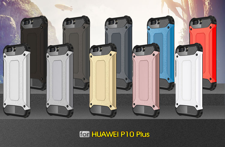 Case Huawei P10 Plus #เคสไฮบริดกันกระแทก Plastic + TPU สีเทา #พร้อมส่ง