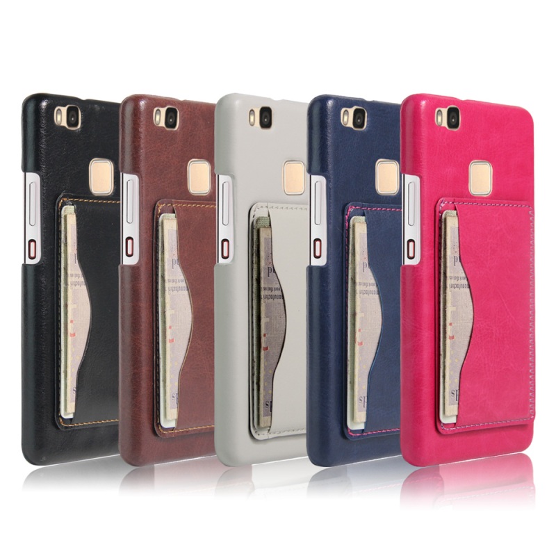Case Huawei P9 Lite Vintage Leather Coated Hard Backมีช่องเสียบการ์ดหลังเคส
