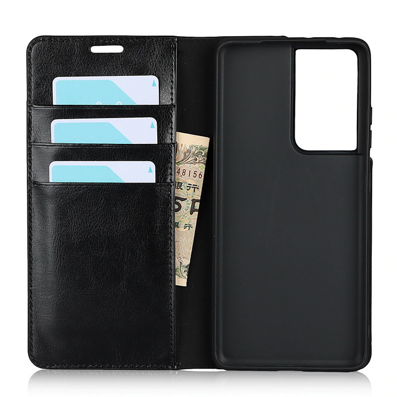 Case Samsung Galaxy S21 Ultra 5G #เคสฝาพับหนังแท้แบบกระเป๋าสตางค์คุณภาพดี Crazy Horse Genuine Leather Cover