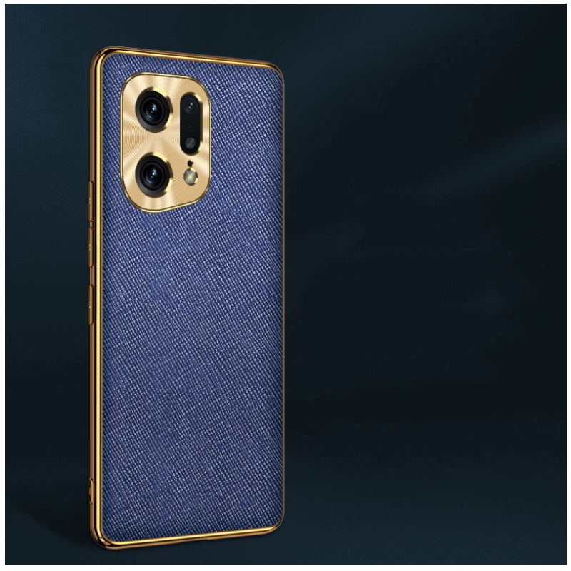Case OPPO Find X5 Pro 5G #เคสฝาหลังมีกันเลนส์กล้องหนัง PU ขอบเงานิ่ม Luxury leather case with plated edges