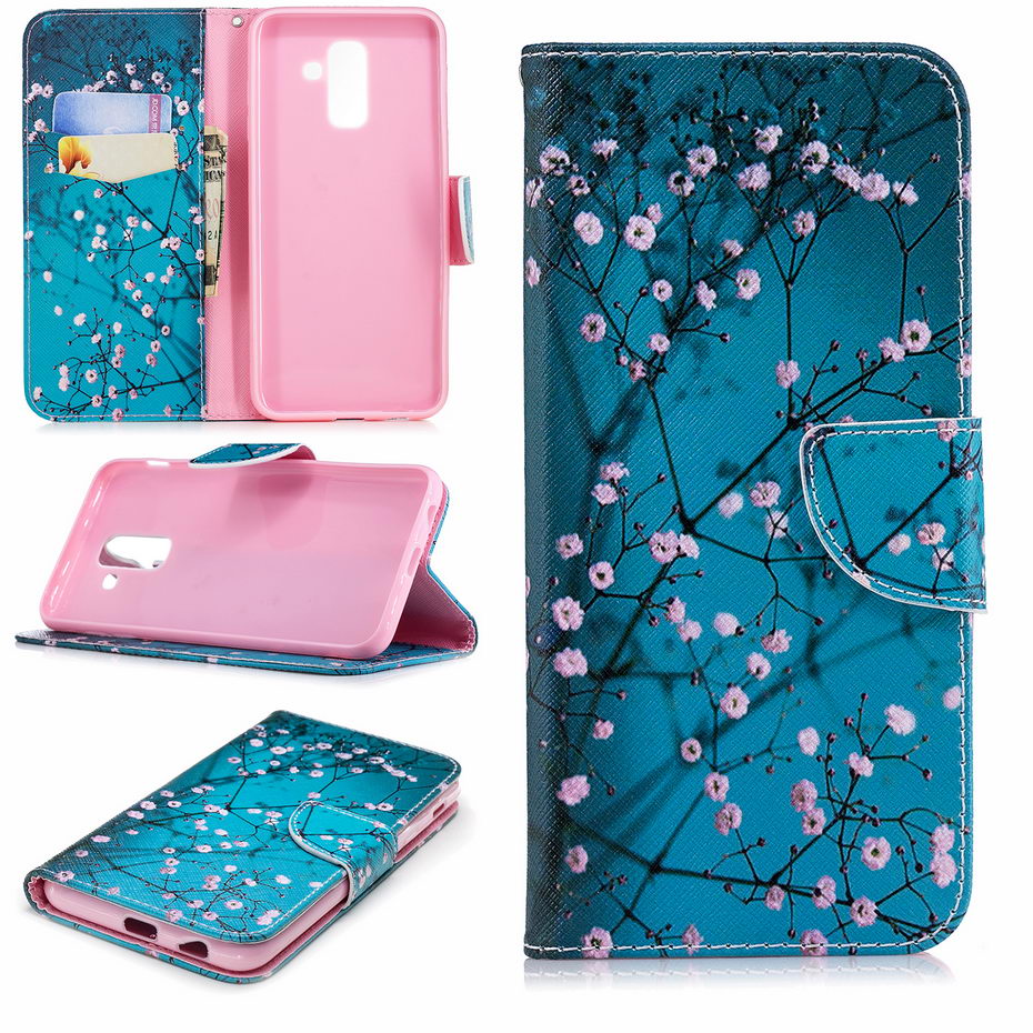 Case Samsung Galaxy A6+ (2018) #เคสฝาพับกระเป๋าสตางค์หนัง PU พิมพ์ลายสวยงามน่ารักๆ