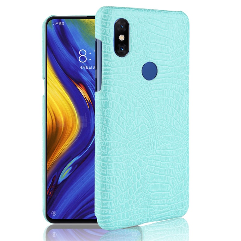 Case Xiaomi Mi Mix 3 #เคสฝาหลังพลาสติกแข็งเคลือบหนัง PU ลายผิวหนังจระเข้