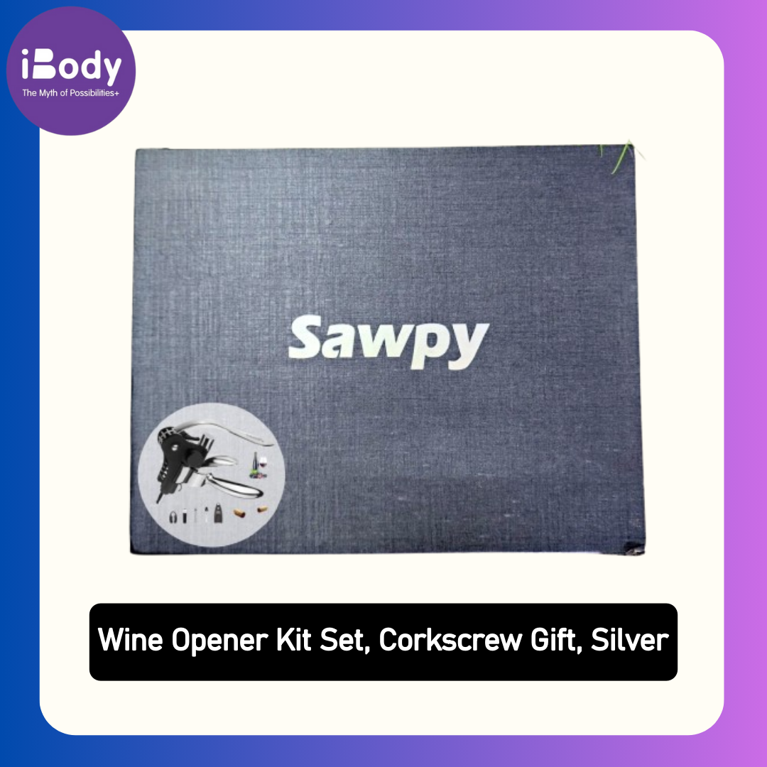 (Sawpy) Wine Opener Kit Set, Corkscrew Gift, Silver ชุดของขวัญที่เปิดไวน์ พร้อมเครื่องตัดฟอยล์ สีเงิน
