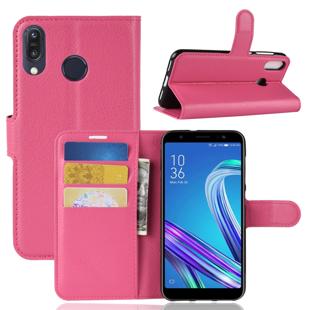 Case Asus Zenfone Max Pro (M1) #เคสฝาพับสไตล์กระเป๋าสตางค์หนัง PU ผิวลิ้นจี่