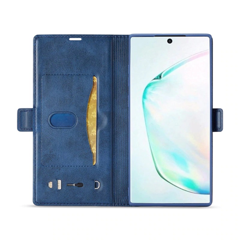 เคส Samsung Galaxy Note 10+ #เคสฝาพับหนัง PU สไตล์กระเป๋าสตางค์พร้อมช่องใส่การ์ด Fashion Retro Card Slot Wallet Flip Cover PU Leather Phone Case