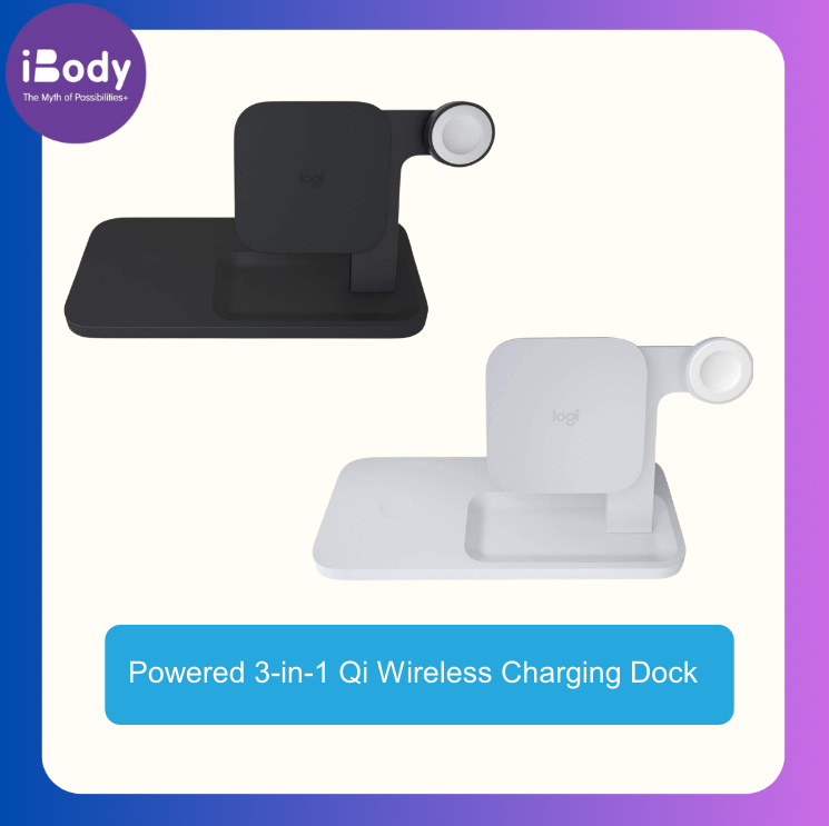 (Logitech®) Powered 3-in-1 Qi Wireless Charging Dock แท่นชาร์จไร้สาย ชาร์จ 3 อุปกรณ์พร้อมกันได้