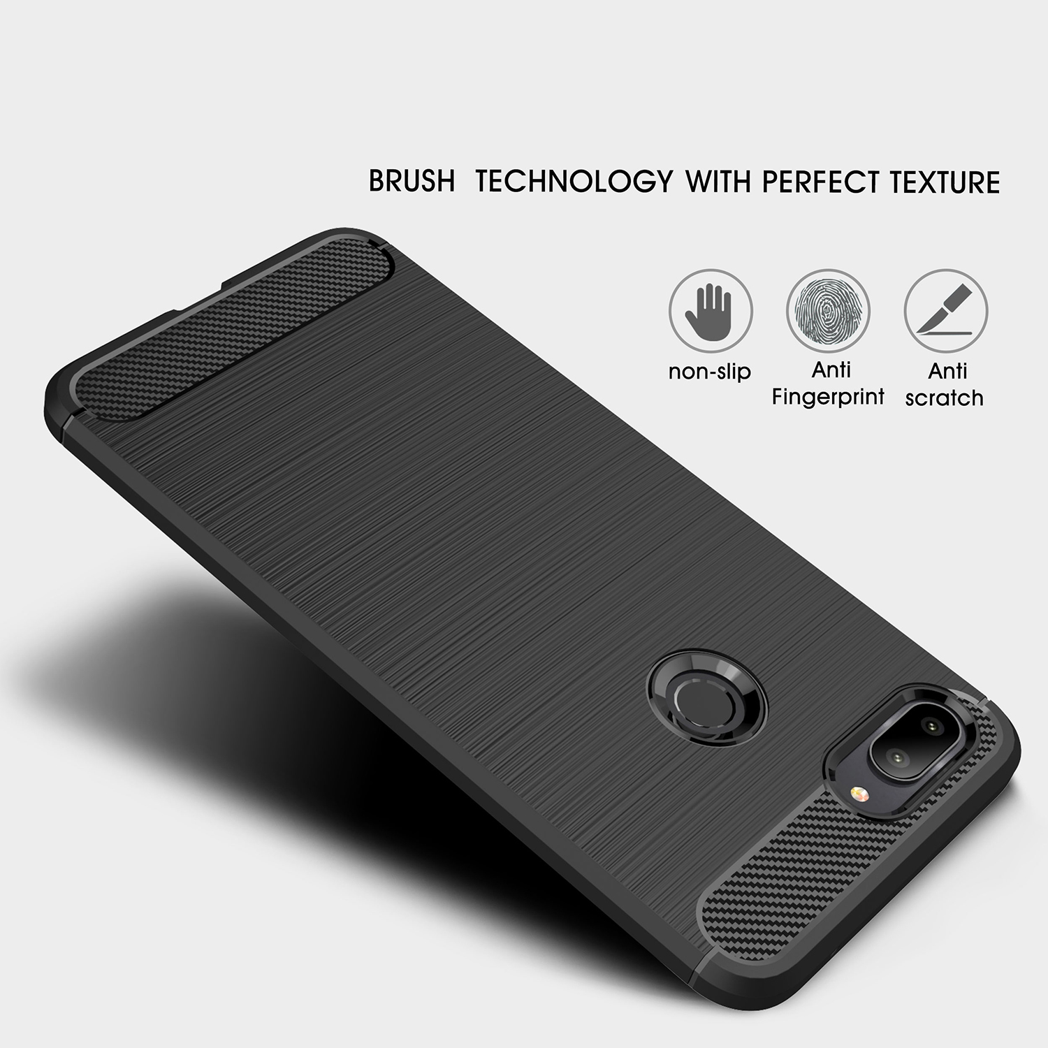 เคส Xiaomi Mi 8 Lite #เคสฝาหลัง TPU นิ่มคาร์บอนไฟเบอร์ผิวแบบขัดแปรง