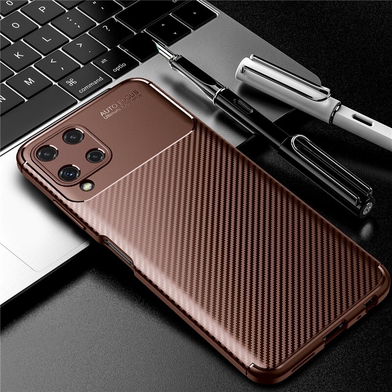 Case Samsung Galaxy M22#เคสฝาหลังนิ่ม Carbon Fiber Anti-drop TPU Protection
