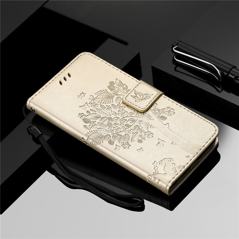 Case iPhone 13 Pro Max#เคสฝาพับหนัง PU พิมพ์ลาย Imprint Cat and Tree Pattern Leather Protection Cover