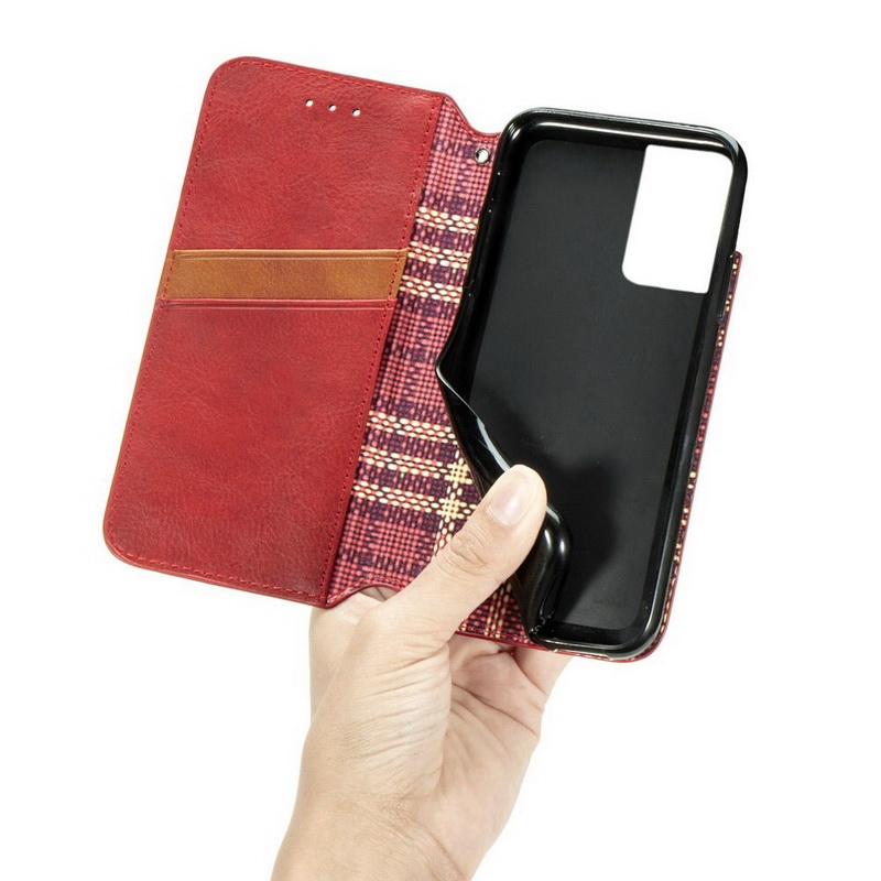 เคส Samsung Galaxy S21 Ultra #เคสฝาพับแบบกระเป๋าสตางค์ Magnetic Flip Wallet Bracket Leather Lattice TPU Phone Case