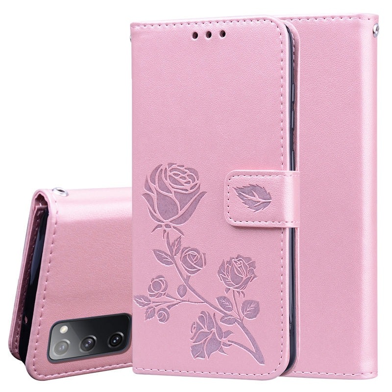 เคส Samsung Galaxy S20 FE / S20 FE 5G #เคสฝาพับหนัง PU ลายดอกกุหลาบแบบกระเป๋าสตางค์ Imprinted Rose Leather