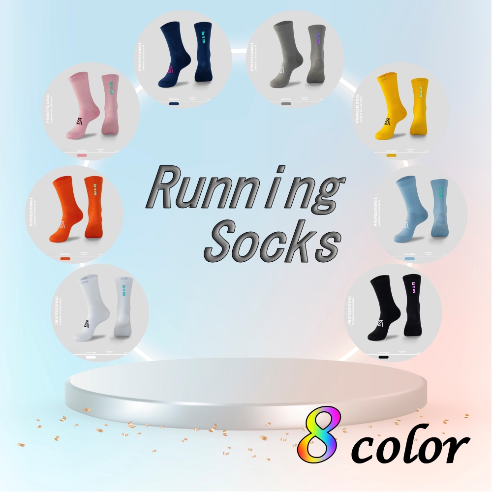 ถุงเท้าวิ่งครึ่งแข้ง ถุงเท้าเรืองแสง สำหรับวิ่งมาราธอน หนานุ่มใส่สบายระบายอากาศดี เรืองแสงในที่มืด (N05)