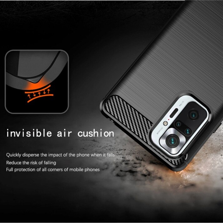 เคส Redmi Note 10S #เคสฝาหลังตกแต่งคาร์บอนไฟเบอร์ ผิวขัดแปรง Brushered TPU Back Case