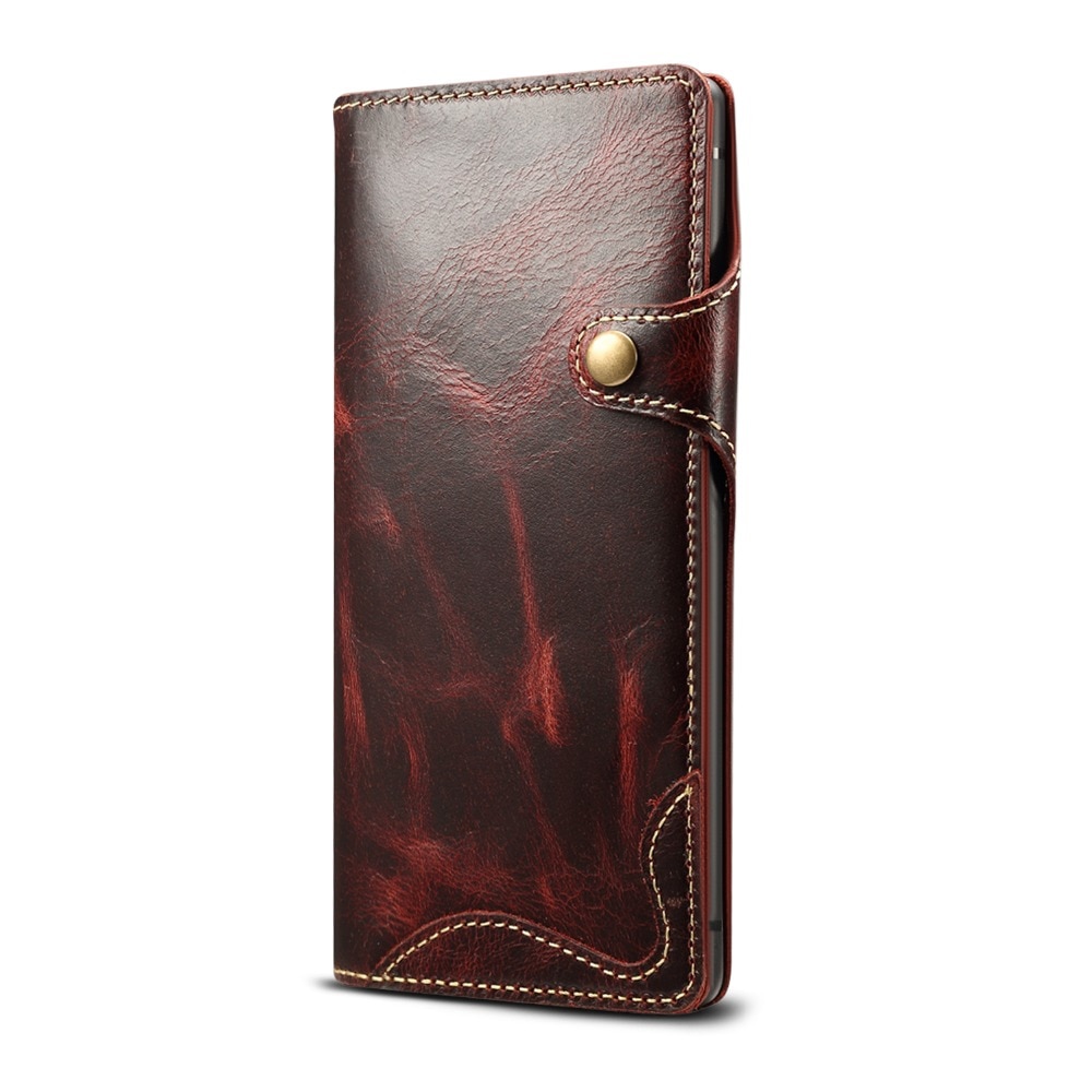 Case iPhone 14 plus #เคสฝาพับหนังแท้พร้อมสายคล้อง Genuine Wallet Leather Phone Cover with Lanyard