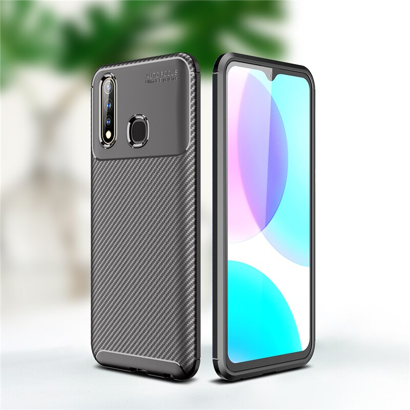 เคส Vivo Y19 #เคสฝาหลังนิ่ม Carbon Fiber Anti-drop TPU Protection