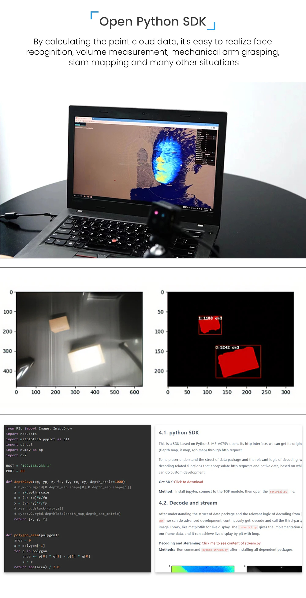 กล้อง MCU & ROS Sipeed maixsense A010/A075V ToF 3D depth vision MS-A010 Lite Suit