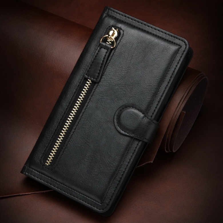 Case Samsung Galaxy Note 10+ #เคสฝาพับแบบกระเป๋าสตางค์ช่องใส่บัตรหลายช่อง Multi-slot Wallet Zippered Leather พร้อมสายคล้อง