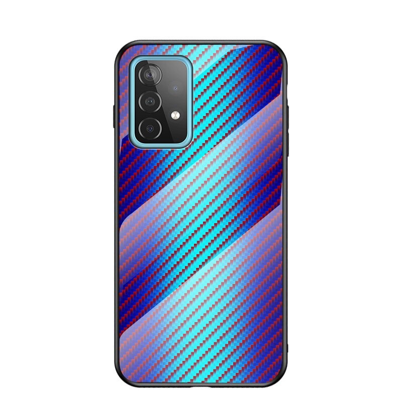 เคส Samsung Galaxy A33 5G #เคสฝาหลัง Gradient Color ลายคาร์บอนไฟเบอร์ Carbon fiber texture Glass Hybrid Soft Silicone Cover