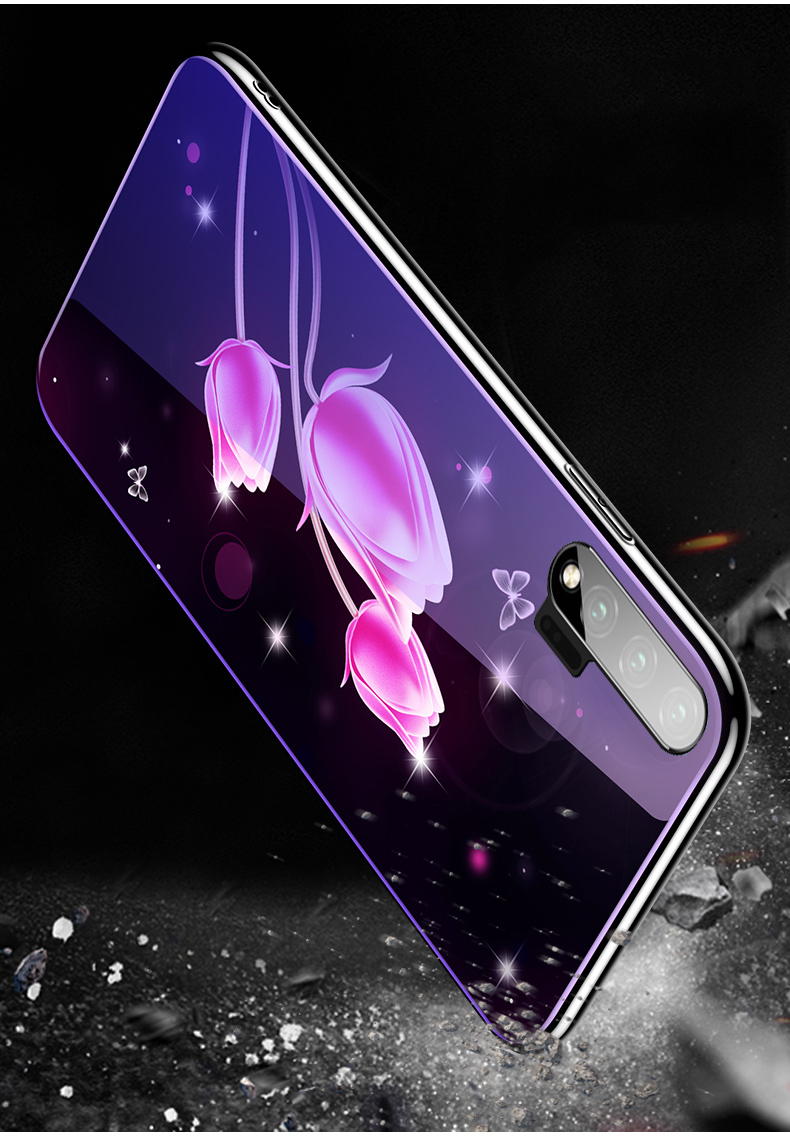 เคส Huawei nova 6 #เคสฝาหลังไฮบริดขอบเงา Electroplated TPU Soft Frame + Blue-ray Tempered Glass + PC