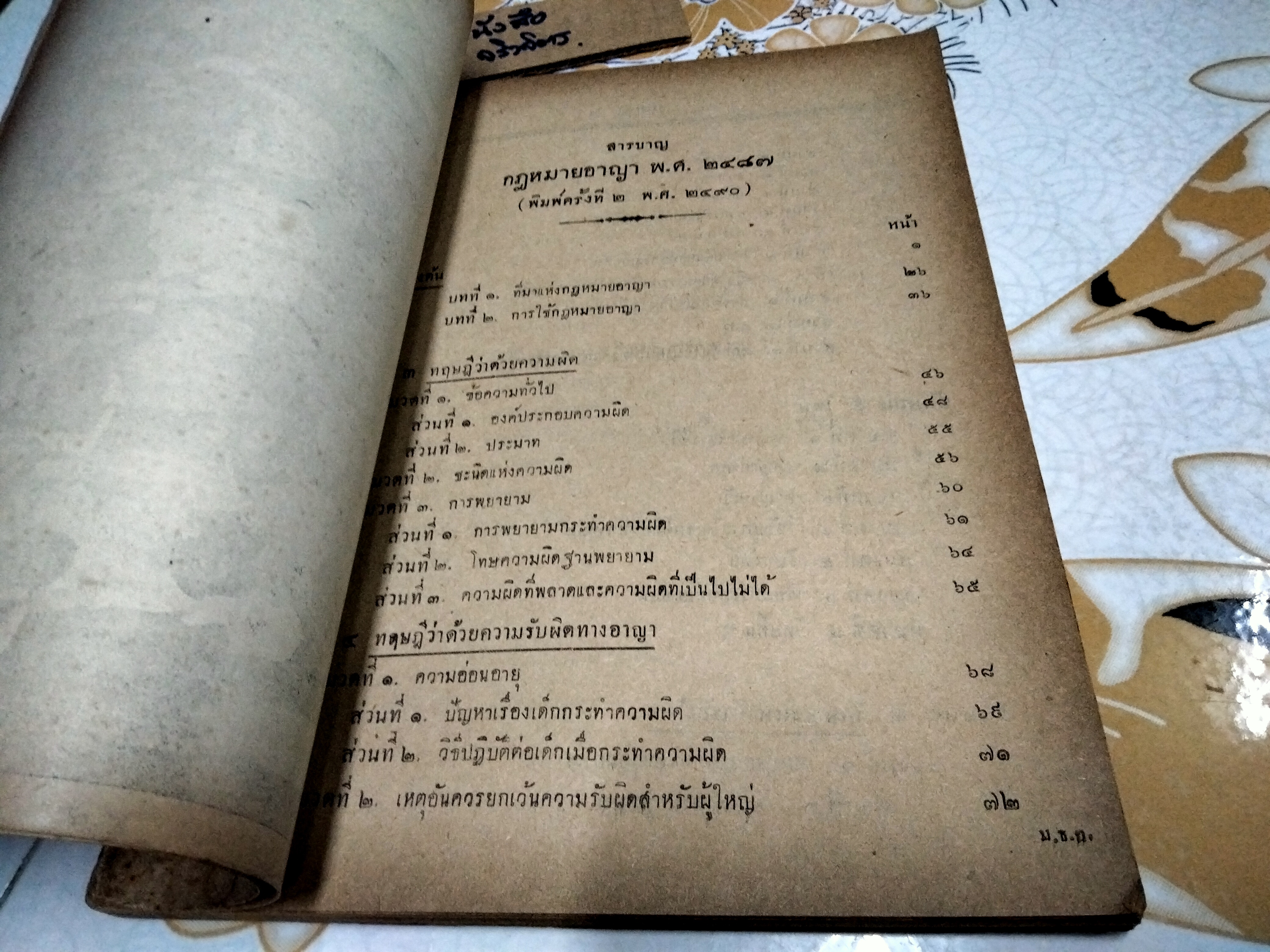 คำอธิบายกฎหมายอาญาภาคต้น (พ.ศ. 2487) พิมพ์ครั้งที่ 2/2490 แจกในงานพิธีฝังศพ หลวงวิจารณ์สุขกรรม (ติ๊ด วิจารณ์ ลุลิตานนท์) **สินค้าหมด**