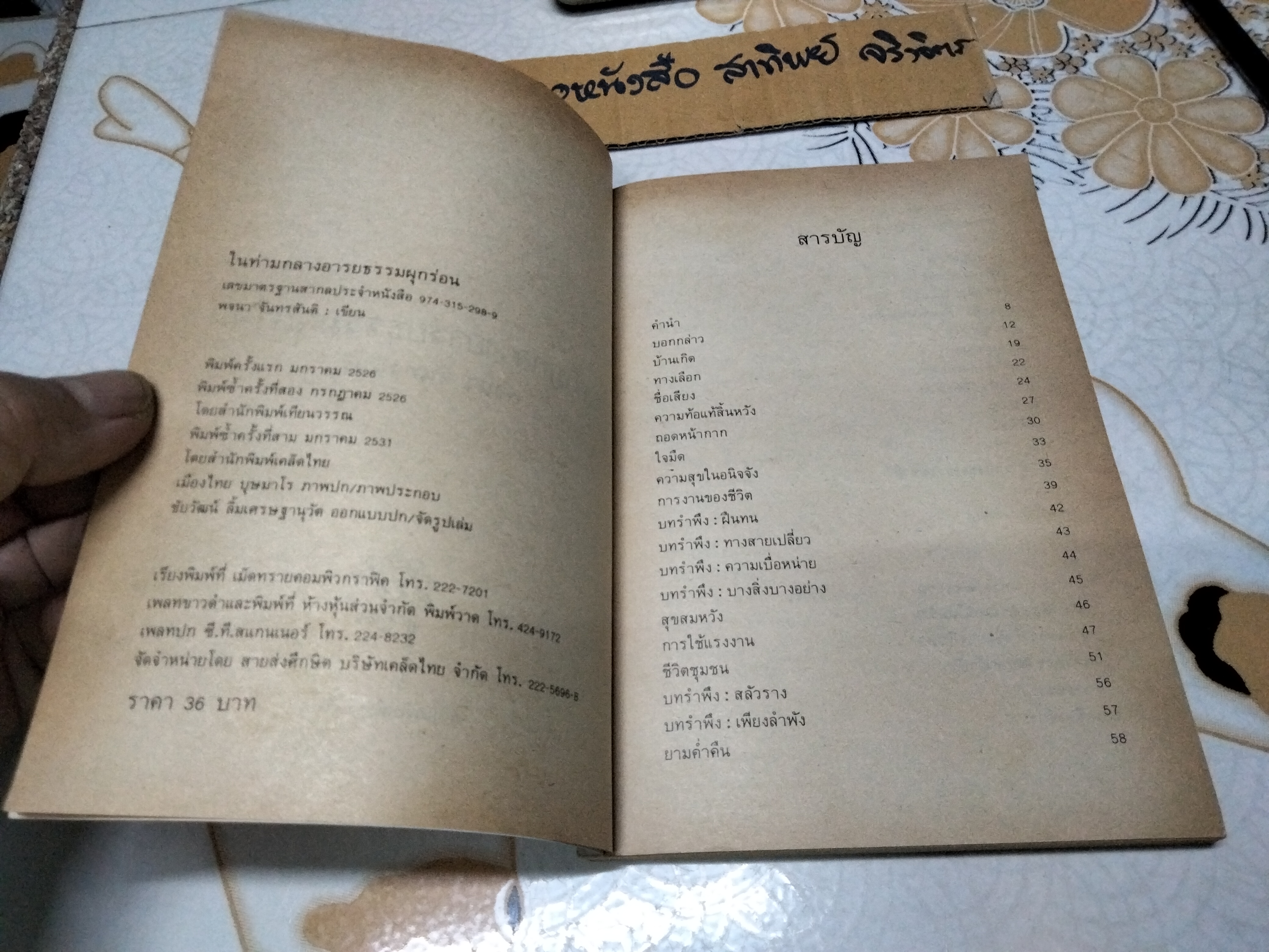 ในท่ามกลางอารยธรรมผุกร่อน โดย พจนา จันทรสันติ พิมพ์ครั้งที่ 3/2531 สนพ. เคล็ดไทย