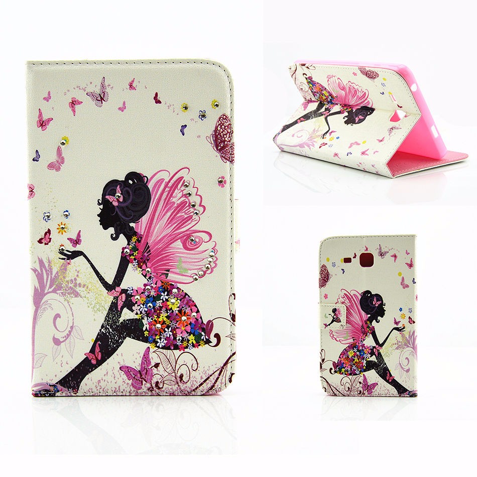 Case Samsung Tab A 7.0 T280 T285 #เคสฝาพับหนัง PU ตกแต่งด้วย rhinestones ลวดลายสวยงามน่ารักๆ