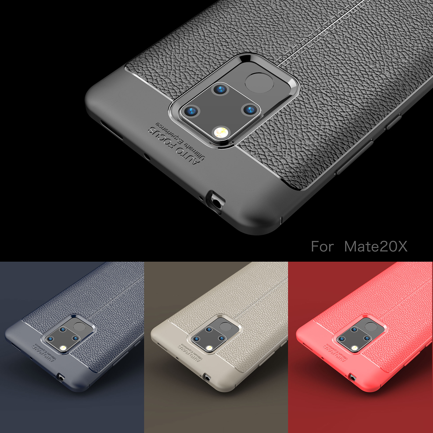 Case Huawei Mate 20 X #เคสฝาหลังTPU ผิวลิ้นจี่ช่วยป้องกันลายนิ้วมือและกันลื่นได้ดี