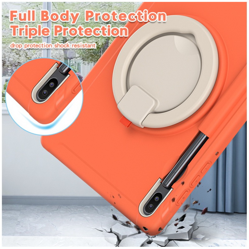 Case Samsung Galaxy Tab S6 SM-T860 SM-T865 #เคสฝาหลังพลาสติกมีขาตั้งหมุนได้ 360° 3 Layer Protection TPU+PC Shockproof case