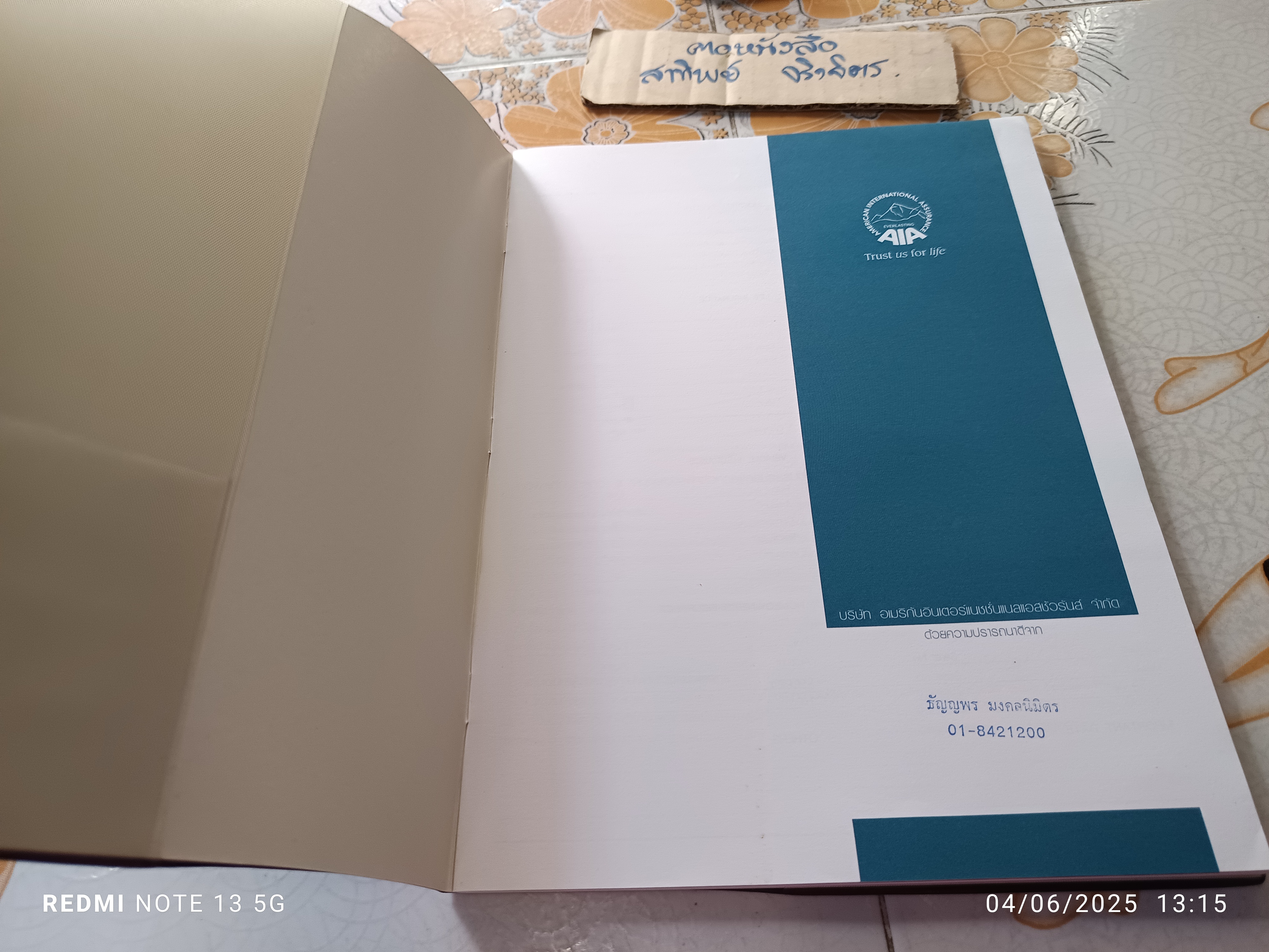 สมุดไดอารี A.I.A. เอ.ไอ.เอ.ปี.2547.. จิตรกรรมฝาผนังพระอุโบสถ วัดตรีทศเทพวรวิหาร