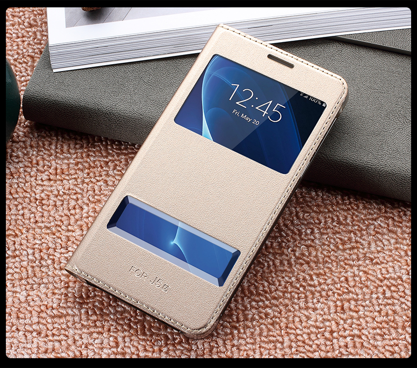 เคส Samsung Galaxy J7 (2016) #เคสฝาพับ 2 ช่องวิว Double Window Leather คุณภาพดี