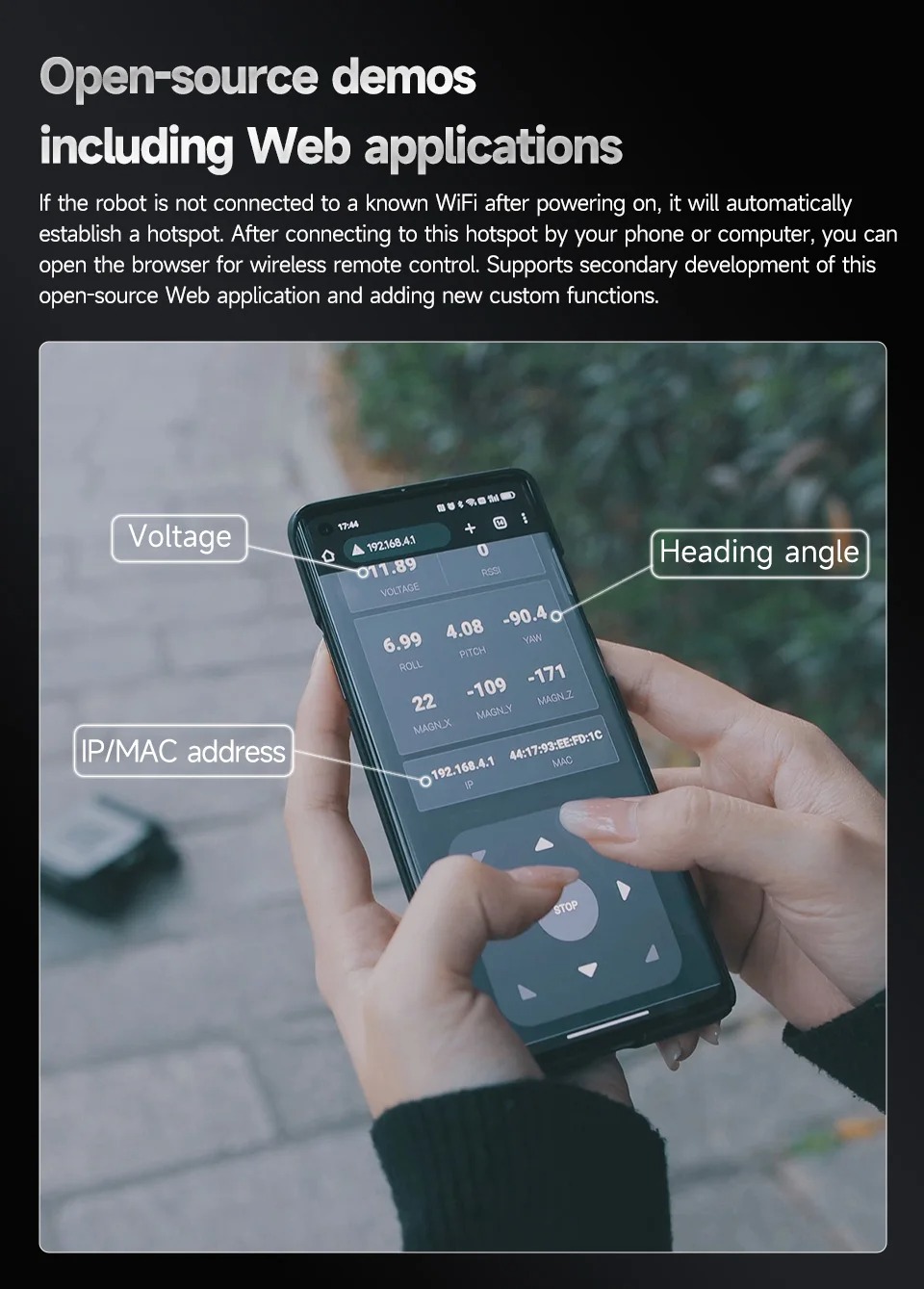 Waveshare Flexible and Expandable 6x4 Offroad, with Optional Rails and ESP32 Slave Computer, 6 Wheel 4WD Mobile Robot