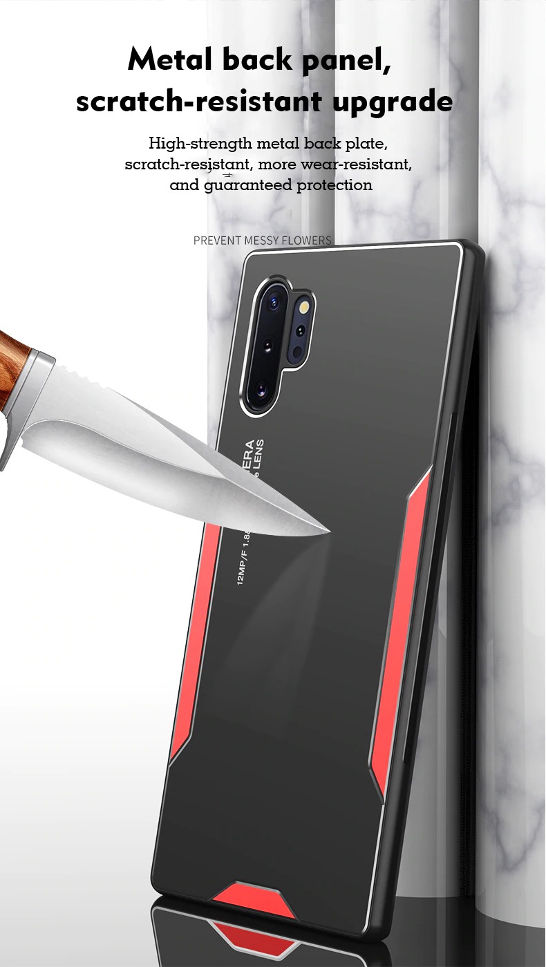 เคส Samsung Galaxy Note 10 #เคสฝาหลังไฮบริด Metal +TPU Shockproof metal back plate Phone Back Cover