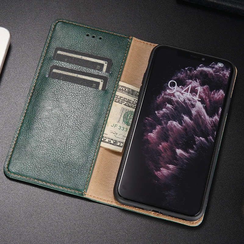 Case Samsung Galaxy S21 Ultra #เคสฝาพับหนัง PU มีช่องเสียบบัตร ฝาปิดแม่เหล็กดูดซับอัตโนมัติ