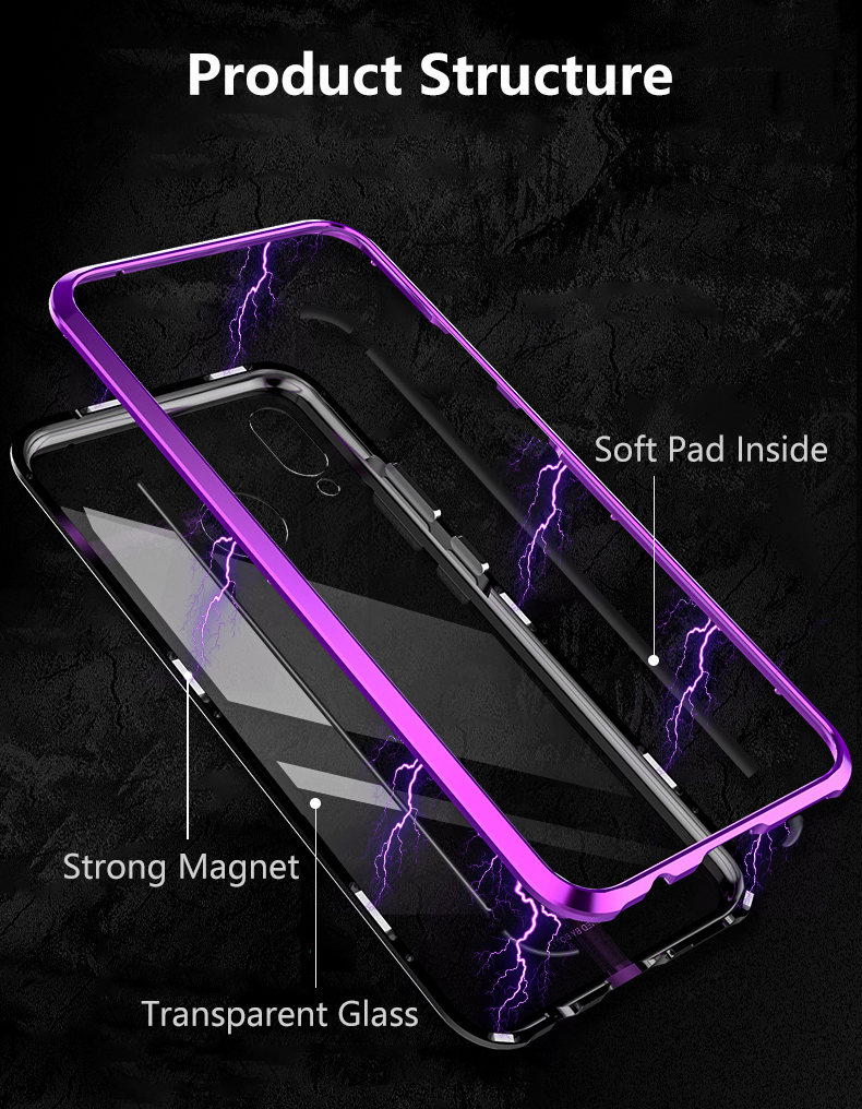 Case Huawei nova 3i #เคสกรอบโลหะที่ถอดออกได้ติดแม่เหล็ก + แผ่นด้านหลังกระจกนิรภัยคุณภาพดี