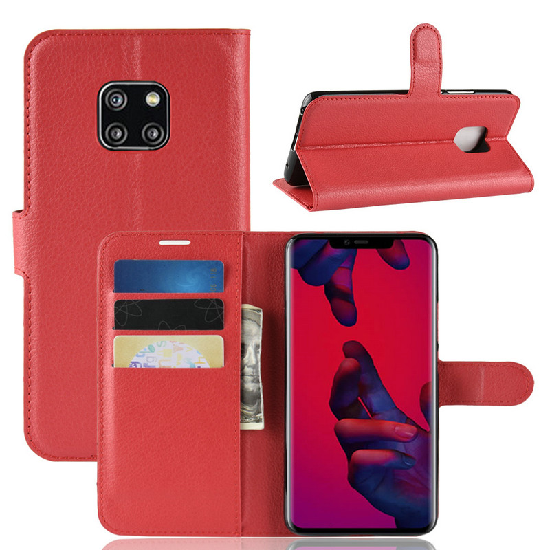 Case Huawei Mate 20 Pro #เคสฝาพับสไตล์กระเป๋าสตางค์หนัง PU ผิวลิ้นจี่ Litchi Texture Wallet Protective Leather