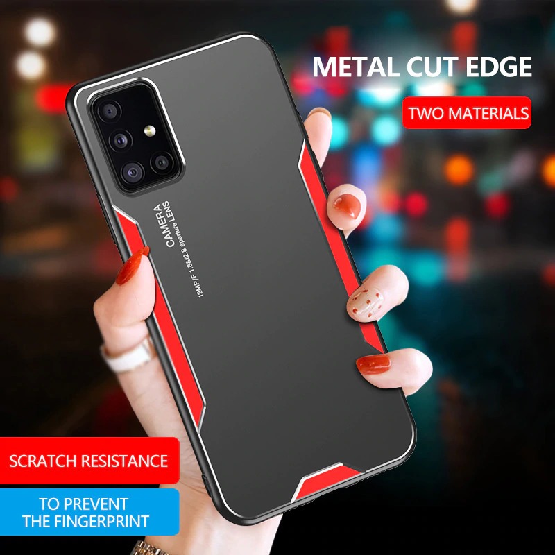 เคส Samsung Galaxy A71 5G #เคสฝาหลังไฮบริด Metal +TPU Shockproof metal back plate Phone Back Cover