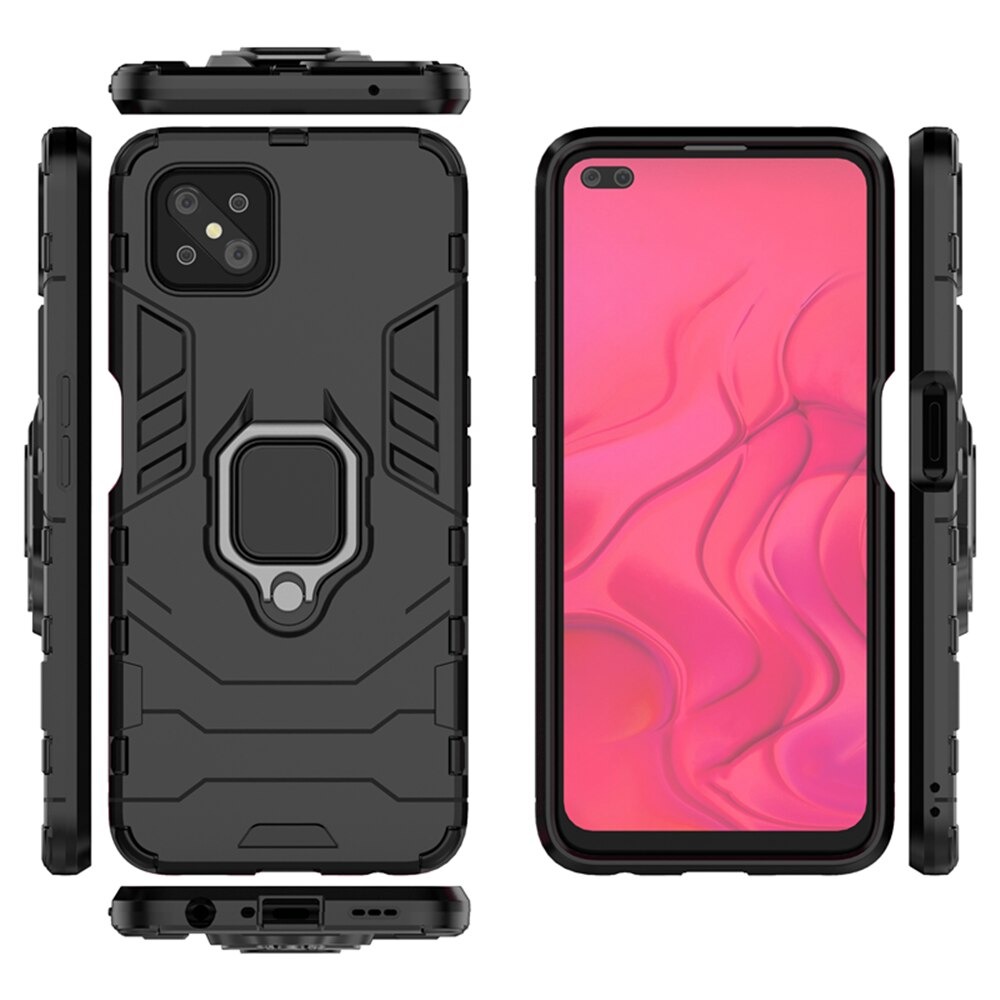 Case OPPO Reno 4 Z 5G#เคสฝาหลังพลาสติกแข็ง +TPU Hybrid Case มีแหวนสวมนิ้วโลหะ