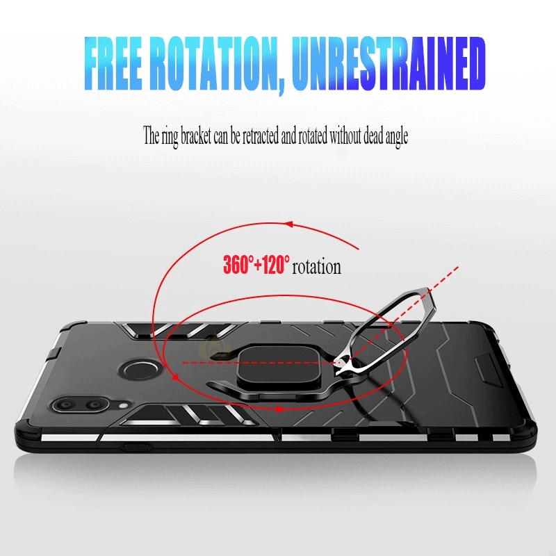 Case Redmi Note 7 #ฝาหลังพลาสติกแข็ง +TPU Hybrid Case มีแหวนสวมนิ้วโลหะ