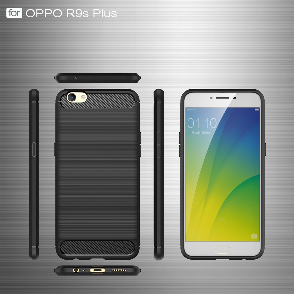 เคส Oppo R9s Plus #เคสฝาหลัง TPU ตกแต่งด้วยคาร์บอนไฟเบอร์ พร้อมส่ง-สีน้ำเงิน