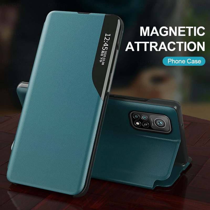 เคส Xiaomi Mi 10T Pro #เคสฝาพับเคลือบผิวหนัง PU มีช่องวิวด้านข้างพับวางตั้งได้ Smart Flip kickstand leather Cover