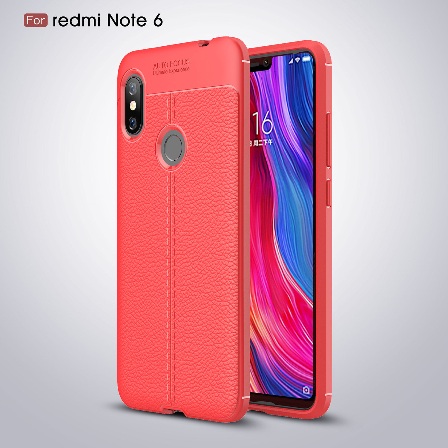เคส Xiaomi Redmi Note 6 Pro #เคสฝาพับแบบฝาหลัง TPU นิ่มลายหนัง PU ผิวลิ้นจี่ช่วยป้องกันลายนิ้วมือและกันลื่น