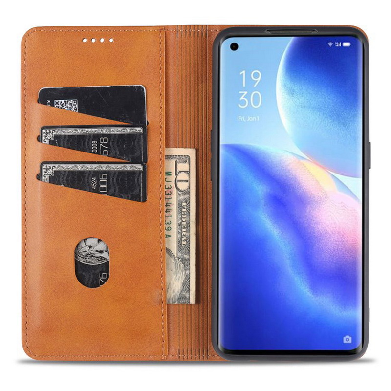เคส OPPO Reno 5 Pro 5G #เคสฝาพับ AZNS สไตล์ Retro หนัง PU มีช่องเสียบการ์ด