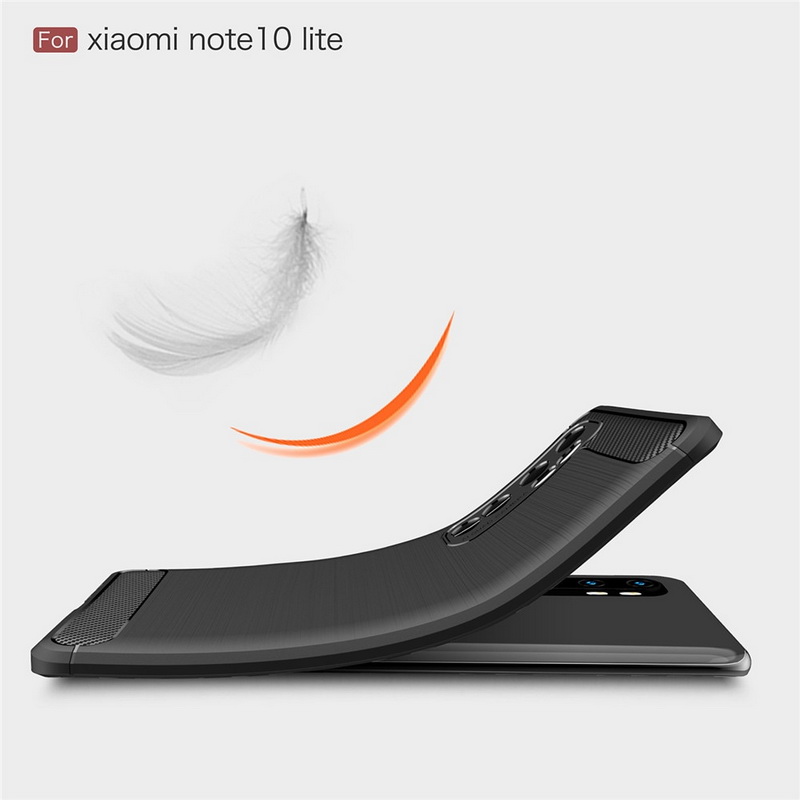 Case Xiaomi Mi Note 10 Lite #เคสฝาหลังตกแต่งคาร์บอนไฟเบอร์ ผิวขัดแปรง Brushered TPU Back Case