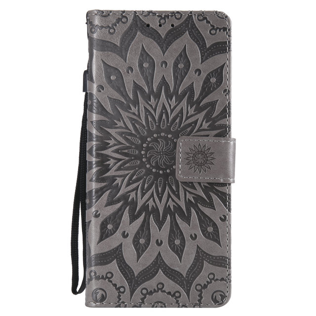 เคส Samsung Galaxy Note 9 #เคสฝาพับพิมพ์ลาย Imprint Sunflower PU Leather