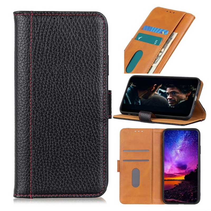Case Huawei P30 #เคสฝาพับหนังแยกผิวลิ้นจี่ แถบปิดแม่เหล็ก