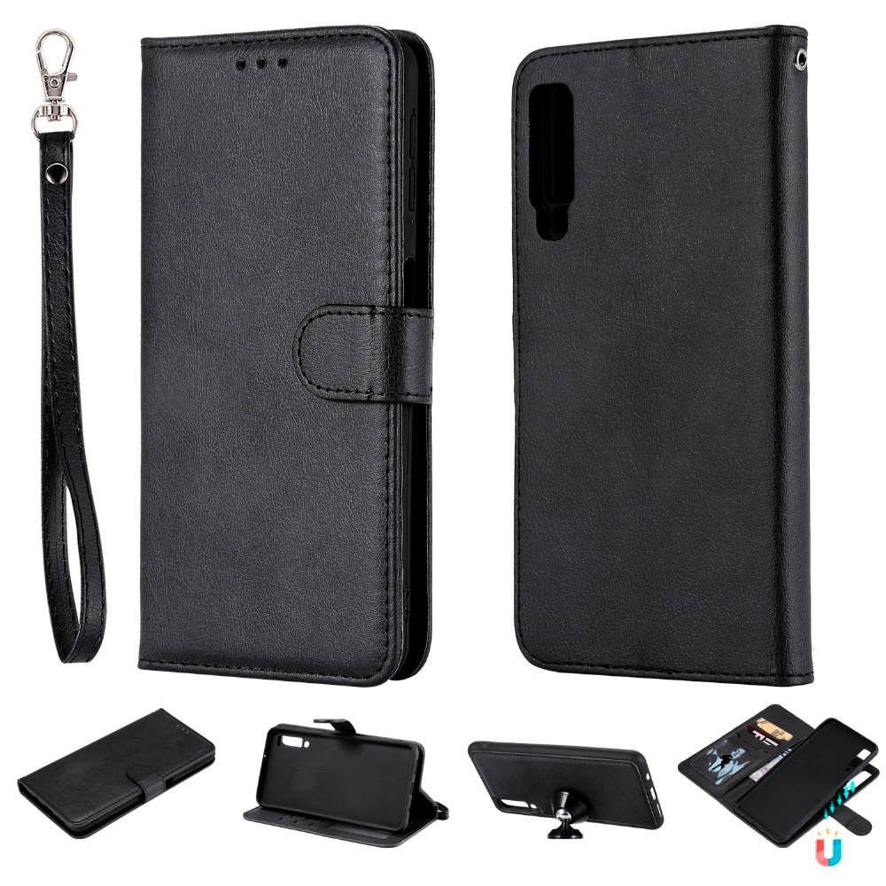 เคส Samsung Galaxy A7 (2018) #เคสฝาพับหนัง PU แบบกระเป๋าสตางค์ปิดแม่เหล็ก แยกเคสได้ 2 in 1