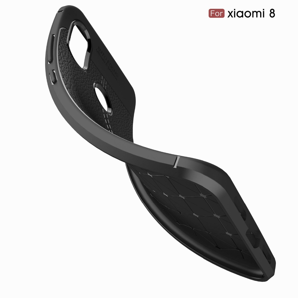Case Xiaomi Mi 8 #เคสฝาหลัง TPU ผิวลิ้นจี่ช่วยป้องกันลายนิ้วมือและกันลื่นได้ดี